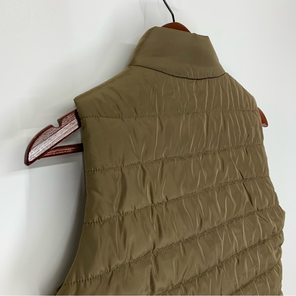 Michael Kors Golden Olive Brown Full Zip Puffer Vest With Gold Hardware Sz Small - Picture 8 of 16